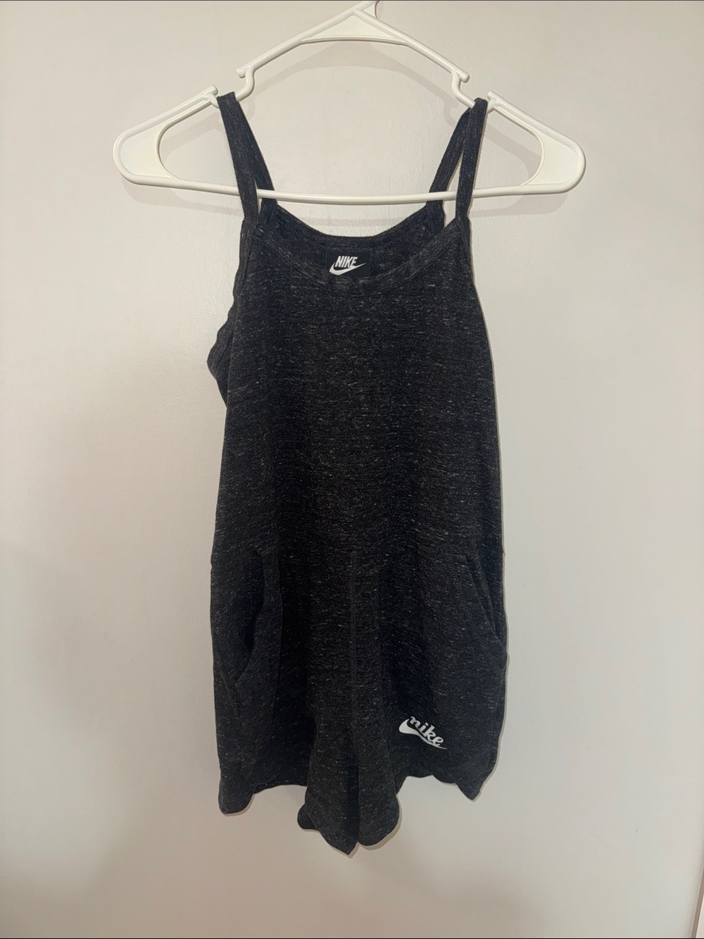 Nike Black Heathered Tank Romper with Pockets